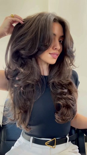 Save this for your next haircut! You will loveee #fyp #haircut #longlayers #curtainbangs