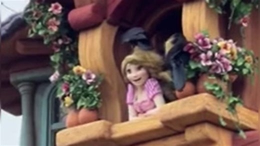 Bizarre scene at Disney Park: Crows pull Rapunzel's hair out
