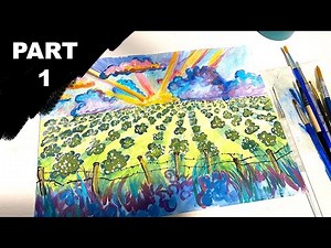 Create distance in a landscape | How to draw and paint a whimsical landscape Part 1