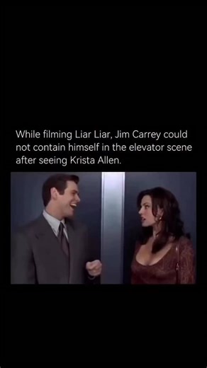 Unseen history on Instagram: "While filming Liar Liar (1997), Jim Carrey’s reaction in the elevator scene opposite Krista Allen felt especially uncontainable because it played perfectly into both the character’s curse and Carrey’s famously unfiltered comedic energy. Allen, who played his love interest, walks into the elevator looking effortlessly confident, and Carrey’s character—literally incapable of lying or hiding his thoughts—erupts into a stream of exaggerated, brutally honest admiration. 