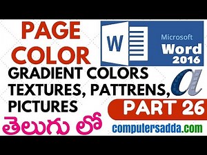 Ms-word 2016 in Telugu 26 (Page Colors ) (www.computersadda.com)