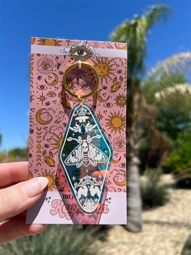 Death Moth Holographic Hotel Keychain, Witchy Death Moth Keyring Gift, Irridescent Hotel Keychain, Acrylic Hotel Keychain - Etsy