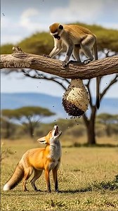 The clever monkey uses bees to drive away the red fox 🐒🐝🦊 | 영리한 원숭이가 벌로 붉은 여우를 쫓는다 機敏な猿が蜂 で赤狐 を追い払う