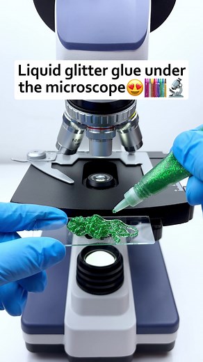 Mesmerizing Views of Liquid Glitter Glue Under a Microscope