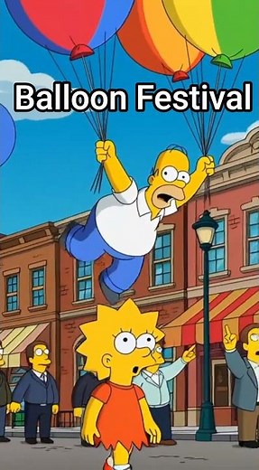 Homer Floats Away with Giant Balloons! Hilarious Simpsons Festival Chaos