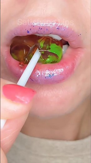 ASMR Satisfying Eating Strawberry Gummy Lollypops #emojichallenge #asmr #holidayswithyoutube