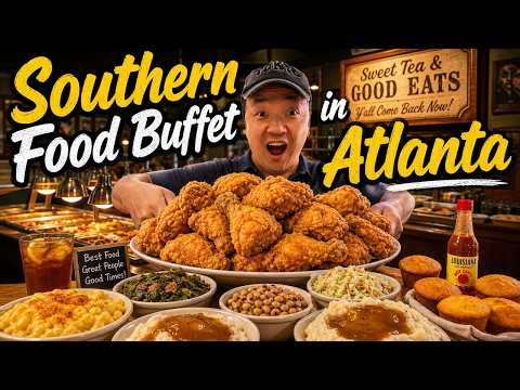 Eating EVERYTHING at Atlanta's All You Can Eat SOUTHERN COMFORT FOOD Buffet!