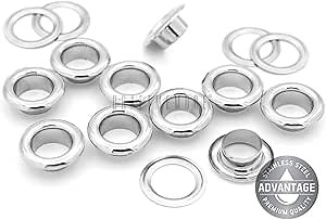 CRAFTMEMORE 100 PCS Quality Stainless Steel Grommets Eyelets for Clothing, Bead Cores, Canvas, Shoes (6 mm)