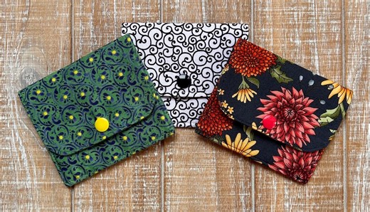 Fabric Card Wallet: Cotton Mini Wallet With Snap Closure - Etsy