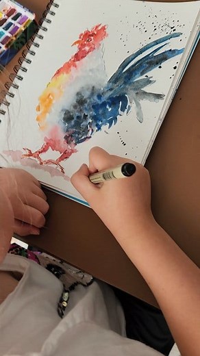 34K views · 3.9K reactions | Revealing another beautiful watercolor painting by Mina's Art World "Rooster King"  #artreveal #littleartist #impressionistart #fineart #littleimpressionist #watercolor #birdart #roosterart #artbykids #whismical #inclusive #bekind | Mina's Art World | Facebook