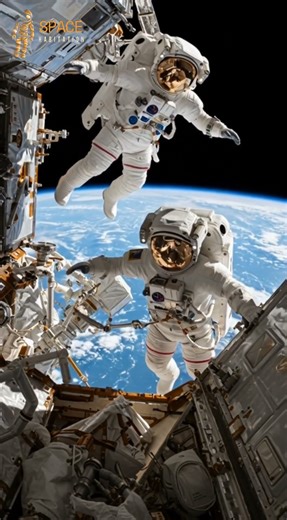 Two Astronauts Fixing a Satellite in Deep Space! 🛰️👨‍🚀 #SpaceMission #Astronauts #SatelliteRepair