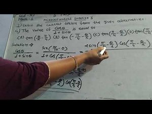 Std11, Trigonometry2, Miscellaneous Exercise 3, Question1) Select 4), Math -1