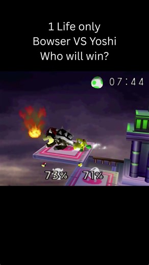 1 Life only Bowser VS Yoshi Who will win?
