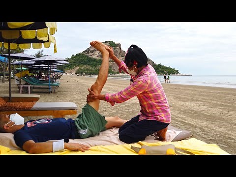 The World's Best THAI BEACH MASSAGE with Beautiful MOUNTAIN VIEW