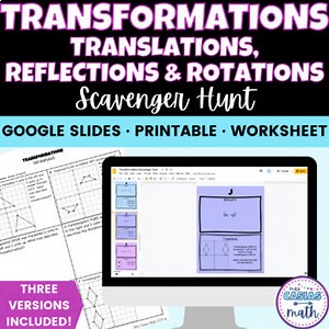 Translation Rotation Reflection Activity Scavenger Hunt Digital and Worksheet