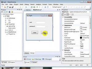 สร้างหน้าล็อกอิน : SharpDevelop
