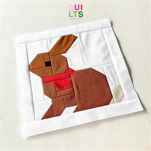 PDF Quilt Block Pattern – Rabbit With Scarf – Easter Quilt – Easter Present - Etsy Canada