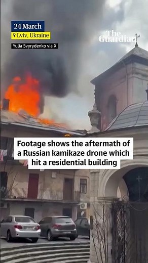 Russian drone hits Ukrainian city centre as Moscow launches large-scale strikes