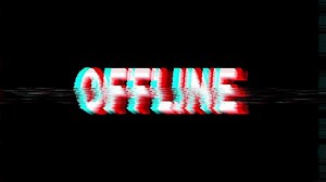 Offline text with screen effects of technological failures. Spectacular screen glitch with various kinds of interference with rgb color mode.