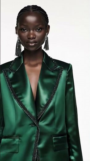 Luxurious Green Satin Suit Showcase #fashion #satin #elegance