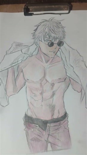 gojo color full pencil sketch