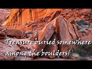Buried Treasure among huge boulders in New Mexico canyon