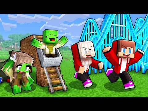 JJ Family Pranked Mikey Family using ROLLERCOASTER (Minecraft - Maizen)
