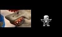 Mix of 2 videos from youtube : shark puppet skeleton