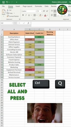 Calculate Balance Automatically in Excel in Seconds. #excel #exceltips #exceltricks #excelformula