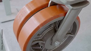 New, powerful rollers for heavy-duty industrial trolleys. Shot in motion