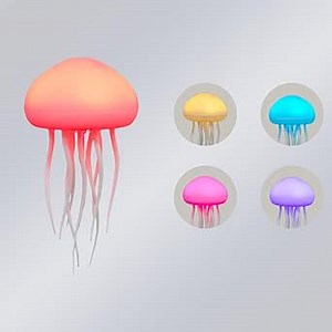 LED Floating Jellyfish Lamp, RGB Gradient Jelly Fish Light Lamp, Sound Activated Table Lamp, Rechargeable Cute Jellyfish Night Light, Hanging Mood Lamp for Room Decor (Hanging)