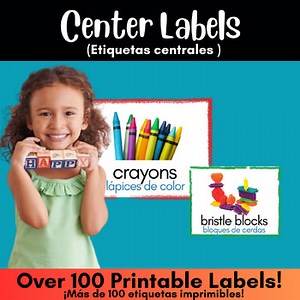 Classroom Center Labels for Infants, Toddlers, Pre-K, Preschool, and K-5