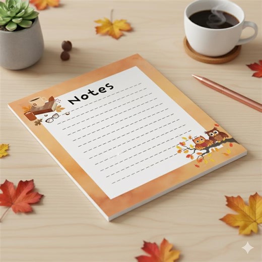 Printable Notepad Pages | Cute Notes Paper Templates | Autumn Digital Stationery | PNG & A4 PDF Instant Download - Etsy