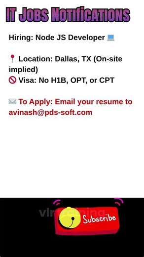 Node JS Developer Job in Dallas, TX Oct 11, 2025