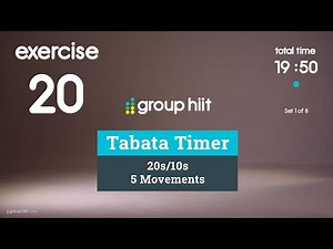 Tabata Timer - 20 Min - 20s/10s 5 Movements 8 Sets - No Music