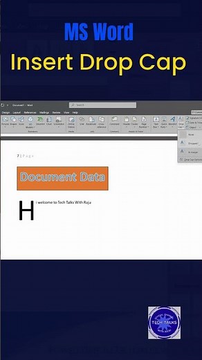 MS Word లో Insert Drop Cap | 1 Minute Shortcut Trick | Tech Talks with Raju