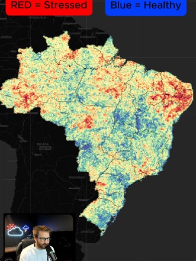 Satellite Observation - Brazil Vegetation Moisture Stress Map (VCI) #weather #satellite #map #brazil