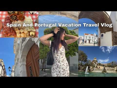 visit spain and portugal with me/study abroad travel vlog, rooftop tapas, shopping, beach days