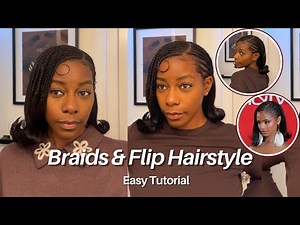 Tyla Inspired Braided Flip Hairstyle Tutorial | Viral Braids + Flipped Ends