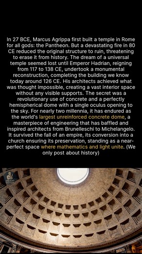 The Pantheon in Rome is an unmatched marvel of ancient engineering. #history #archaeology #ancientrome | Ancient Records