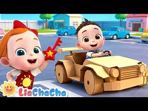 Cardboard Car Challenge | Learn Vehicles for Babies | Toddler Songs & Preschool Learning | LiaChaCha