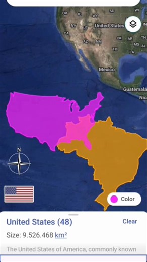 "USA🇺🇸 VS Brazil🇧🇷"Size comparison#geography#geocompare_65