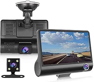 Dash Cam 1080P FHD DVR Car Driving Recorder 4" LCD Screen 170°Wide Angle, G-Sensor, Parking Monitor, Loop Recording, Motion Detection, Night Vision Rearview Camera