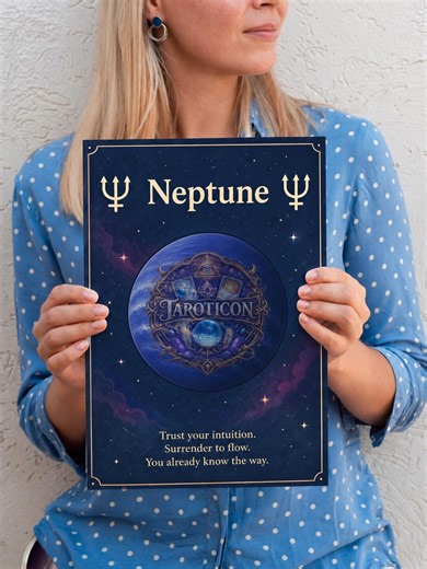 Neptune Poster (11x17 Inches) – Digital Download | Sacred Flame Wall Art | Spiritual Decor | Tarot-inspired Print - Etsy