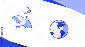 4k video of globe and dove as symbol of peace.