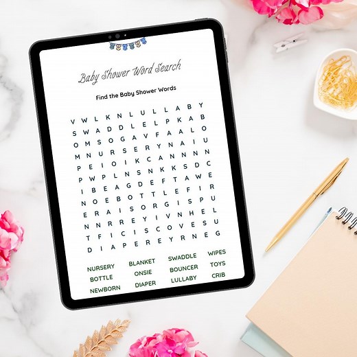 Baby Shower Word Search Game | Printable PDF | Print at Home | Includes Answers on Second Page - Etsy