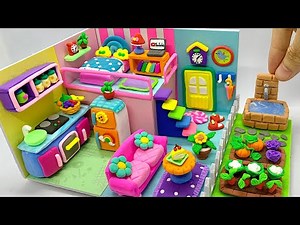 DIY Miniature Clay House❤️Amazing Bedroom, Kitchen, Garden From Polymer Clay And Cardboard