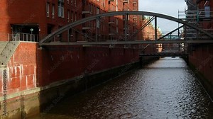 the historic speicherstadt in the city of hamburg germany 4k video