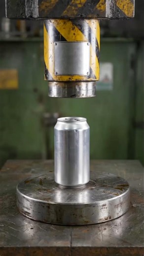 Hydraulic Press vs Solid Aluminum Block 🔥 #HydraulicPress #OddlySatisfying #Crushing