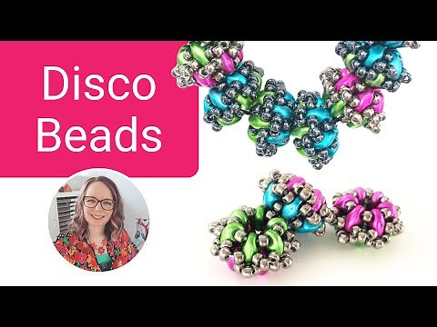 Disco Beads Beaded Bead with SuperDuos | Super Quick Beading Tutorial | Pinkhot Jewellery